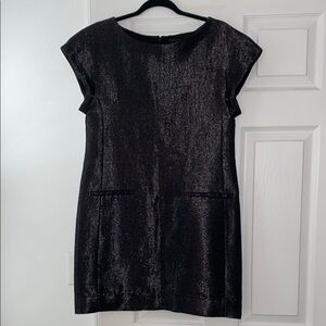 Theory Black Sheath Mini Dress Cap Sleeve